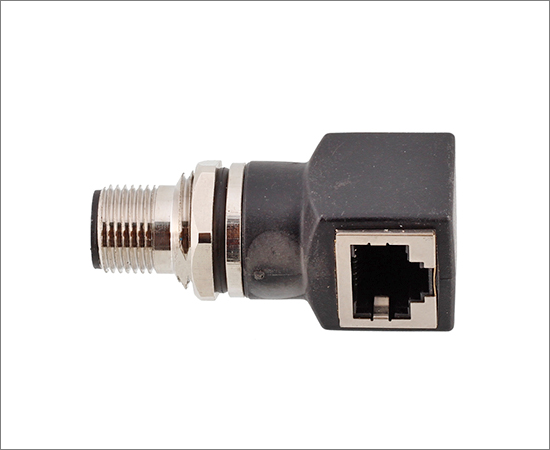 M12 Angled Male to RJ45 Adapter }