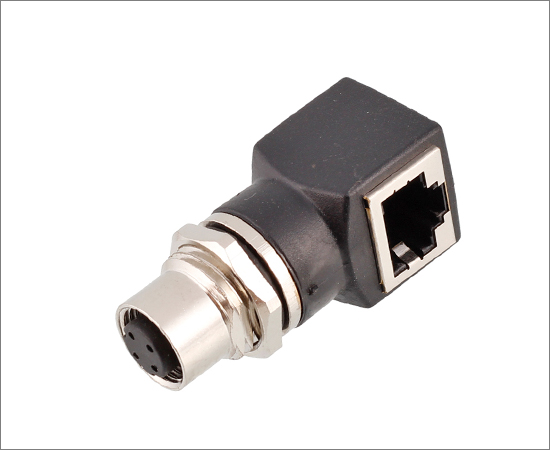 M12 Angled Female to RJ45 Adapter}