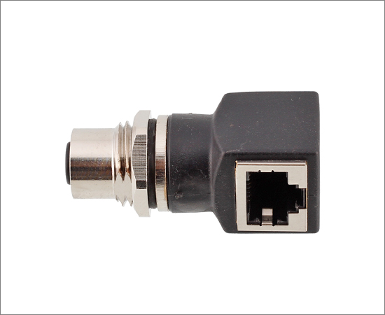 M12 Angled Female to RJ45 Adapter}