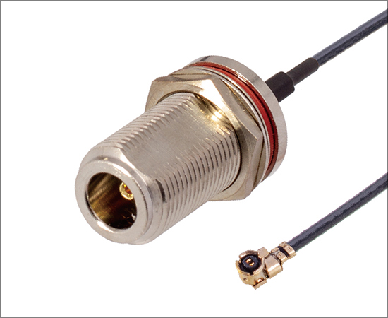 N (Female) Rear Mount straight socket to IPEX-I, cable: RF1.13, Frequency: DC ~ 6GHz}