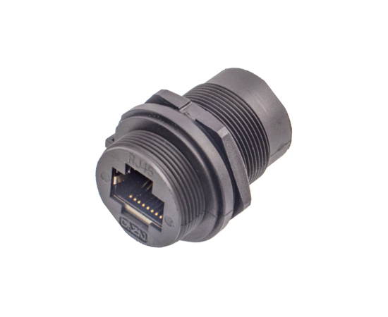 RJ45 Female to Female Front Mount Receptacle(Threaded)}
