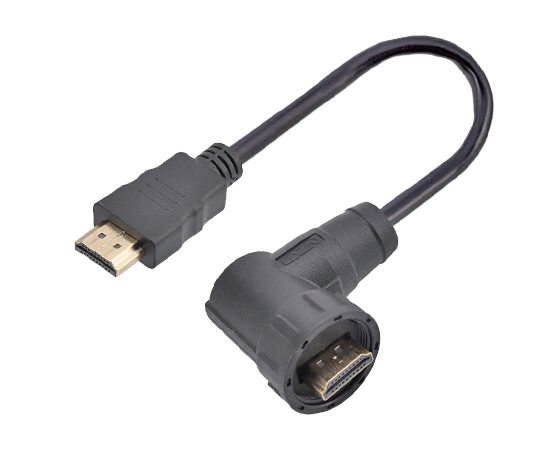 HDMI R/A Male to Str.Male Cable plug(Threaded)}