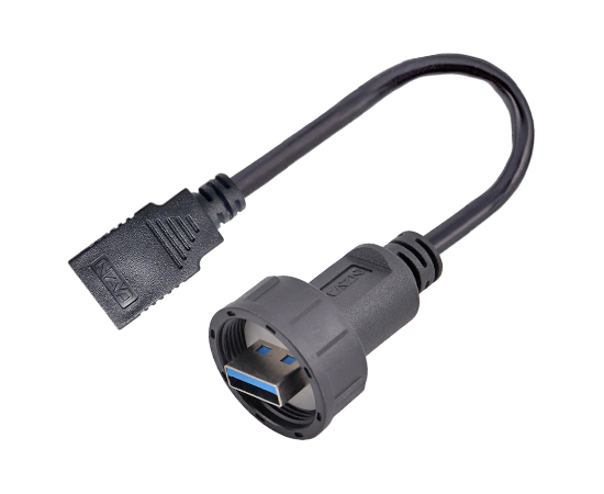 USB Female to Male Overmolded with Cable(Threaded)}