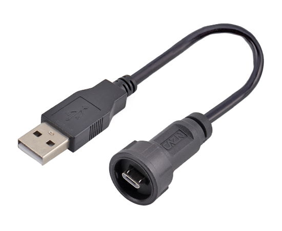 Micro USB公/USB2.0公 成型直式插头(卡扣式)}