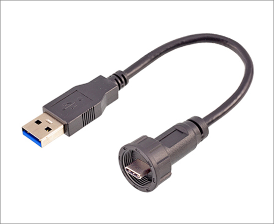 TYPE-C公/USB公 成型直式插头(螺纹式)