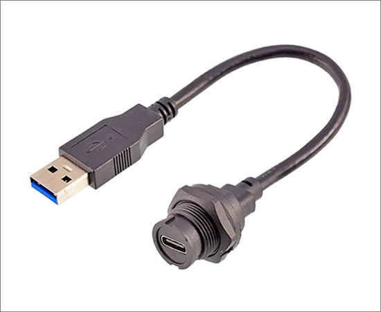 TYPE-C母/USB公 带线板后插座(卡扣式)
