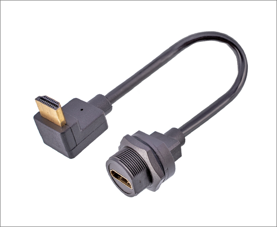HDMI 母板后/公弯式 带线插座(螺纹式)