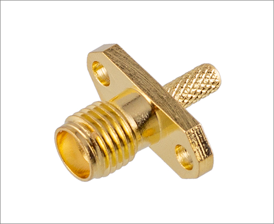 SMA(母)双孔法兰插座 适用线缆：RF1.37 RG316，频率：DC0~6GHz