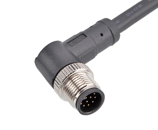 M12 Angled Male Overmolded Plug}