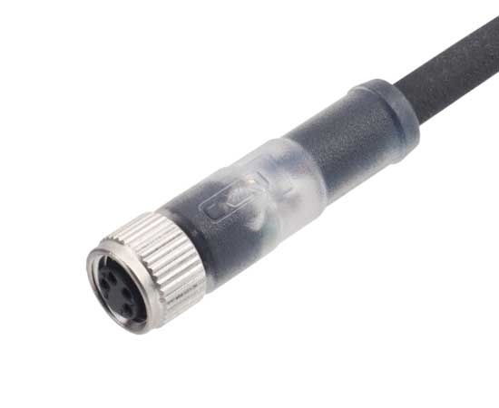 M8直式孔型成型插 带LED指示灯款