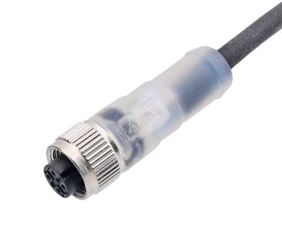 M12直式孔型成型插 带LED指示灯款