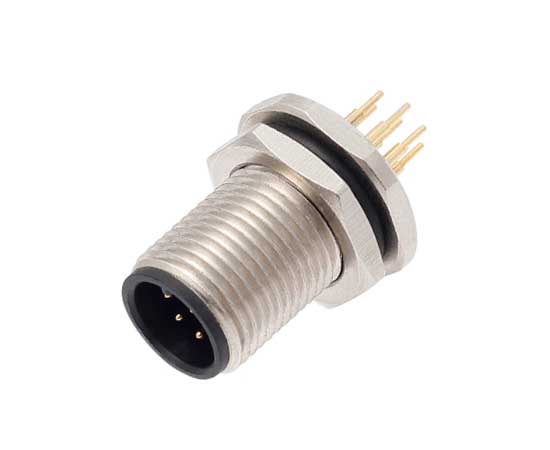 M12板后安装针型插座 PCB式