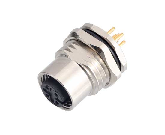 M12板后安装孔型插座 PCB式 螺牙M16*1.5/PG9