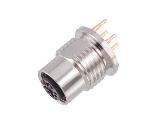 M12板后安装孔型插座 PCB式 接地款